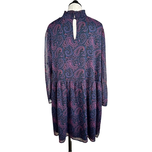 ModCloth Baez For Days Paisley Mini Dress A-line Smock Neck Sheer Sleeve Size 4X - Picture 4 of 12